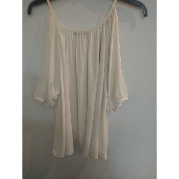 Veronicam Cold Shoulder Blouse Cream Xs boho Cottage Core Feminine - Picture 5 of 8